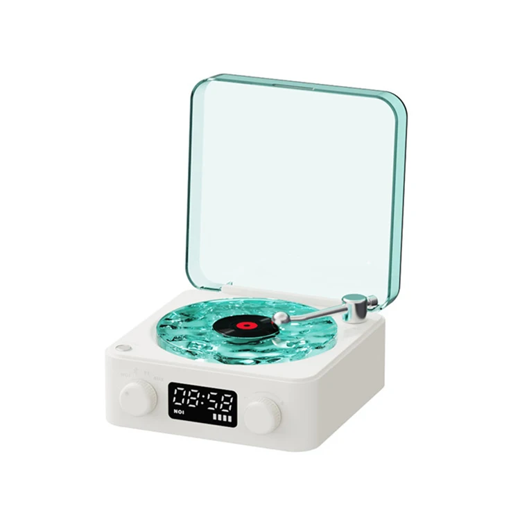Retro Digital HiFi Speaker Alarm Clock Blue tooth CD Player Portable Color Light Desktop Alarm Clock Speaker Household