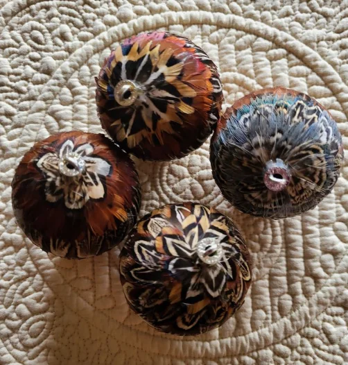 Natural Pheasant Feather Christmas Ball for Xmas Tree Ornament Festive Fall Autumn Wedding Decor Party Holiday Gift Craft Supply