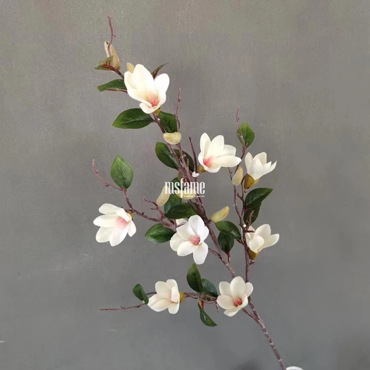 Silk Christmas Decorations Leaves Magnolia Flowers Decoration Artificial Flower Bunch Magnolias