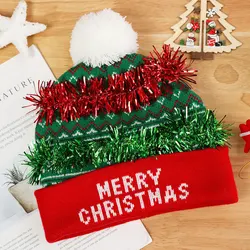 HLC385 Newest Christmas Knit Hat With Antlers Sweater Knitted Santa Cap Cute Yarn Christmas Bell Hat