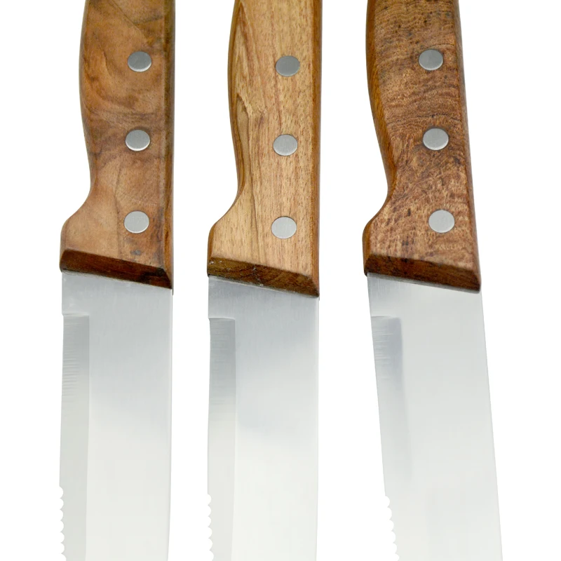 High quality Restaurant 4 inch Stainless Steel Serrated Steak Dinner Knife With Wood Handle