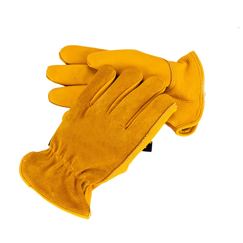 Outdoor Camping Picnic Cow Leather Heat insulation anti-skid Labor Wear-resistant Work Gloves