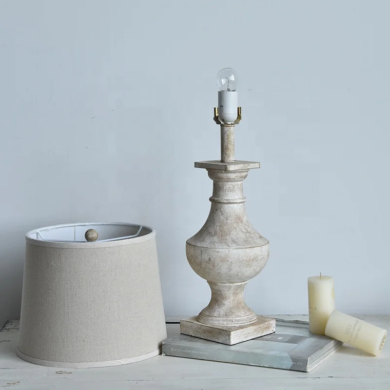 new American table lamp retro art wood lamp living room side lamp