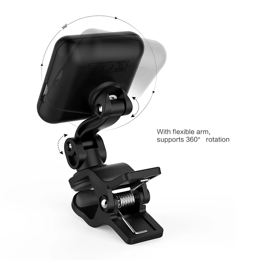 AROMA AT-102 Clip-on Guitar Tuner Rechargeable Color Screen Tuner with Built-in Battery USB Cable