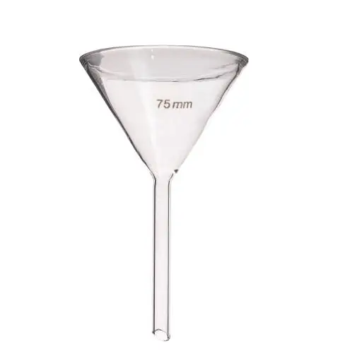 Cheap price lab glassware conical glass funnel borosilicate glass funnel 75mm