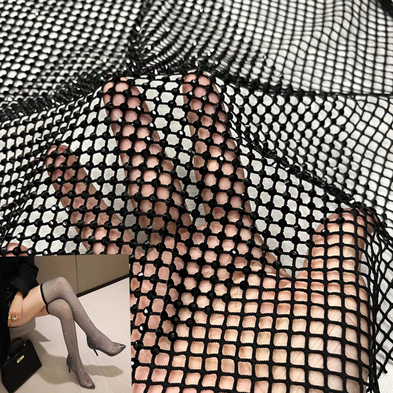 Lucky 1  meter rhinestone mesh  color black  diamond mesh diamond net mesh rhinestone trimming  for dancing dress