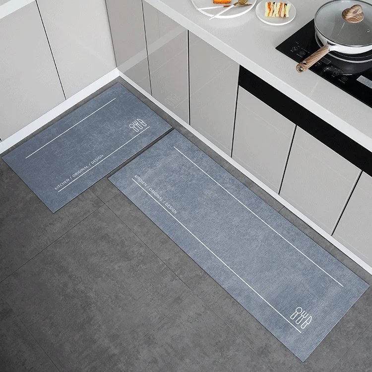 Non Slip Heat Resistant Anti Fatigue Custom Printed Oil Proof Sude Printing Floor Mat Set Washable Kitchen Mat