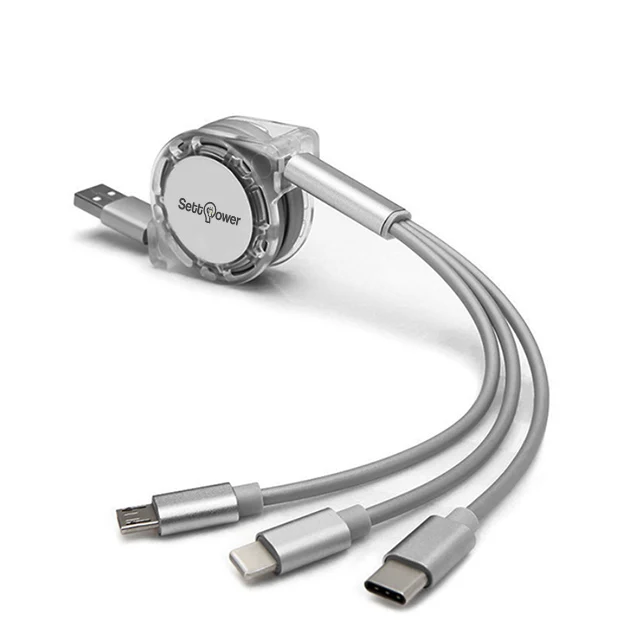 
Free shipping Settpower RSZ3 hot sale new product 2021 usb charging cable cables 3 in 1 creativity roll cable 