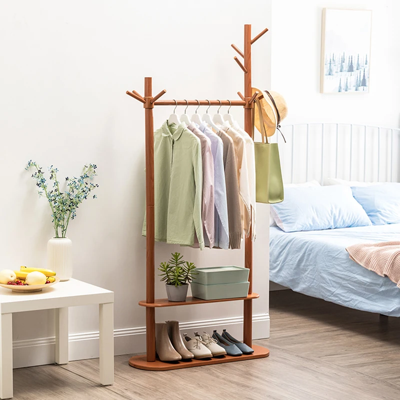 Eco-Friendly Pine Wood Wood Vertical Coat Rack Multi-Function Hangers Easy to assemble Rack