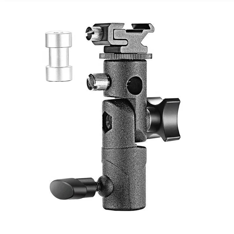 
Professional Swivel E Type Metal 3/8 1/4 Hot Shoe Cameras Umbrella Flash Speedlite Bracket Mount Adapter for DSLR Camera 