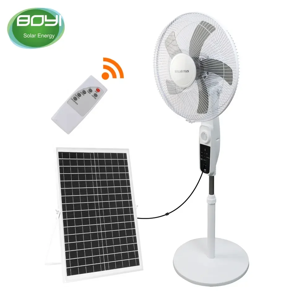 Indoor 16-inch efficient solar charging Silent four wind speed adapters charge 12v dc solar fan