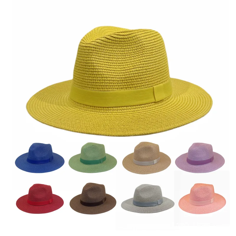 Wholesale Outdoor Mens Panama Straw Hat Sun Protection Paper Straw Panama Hats Beach Lifeguard Straw Hat