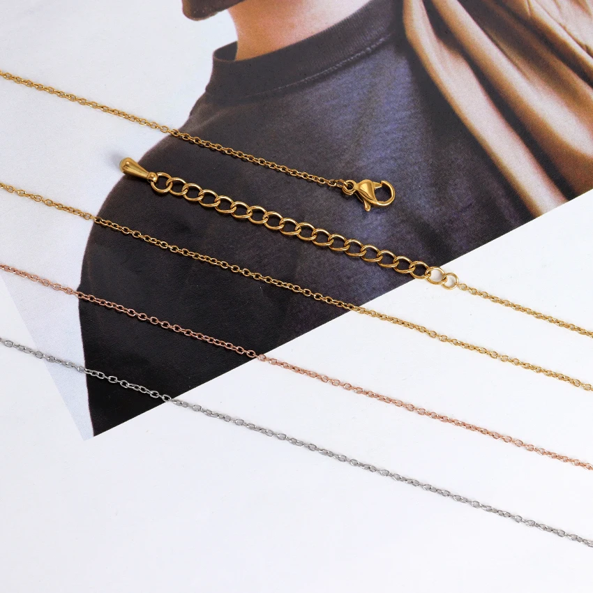 Wholesale Thin Rolo Chain Necklace Stainless Steel Minimalist O Link Chains Tarnish Free Waterproof Custom Bulk Cable Chain