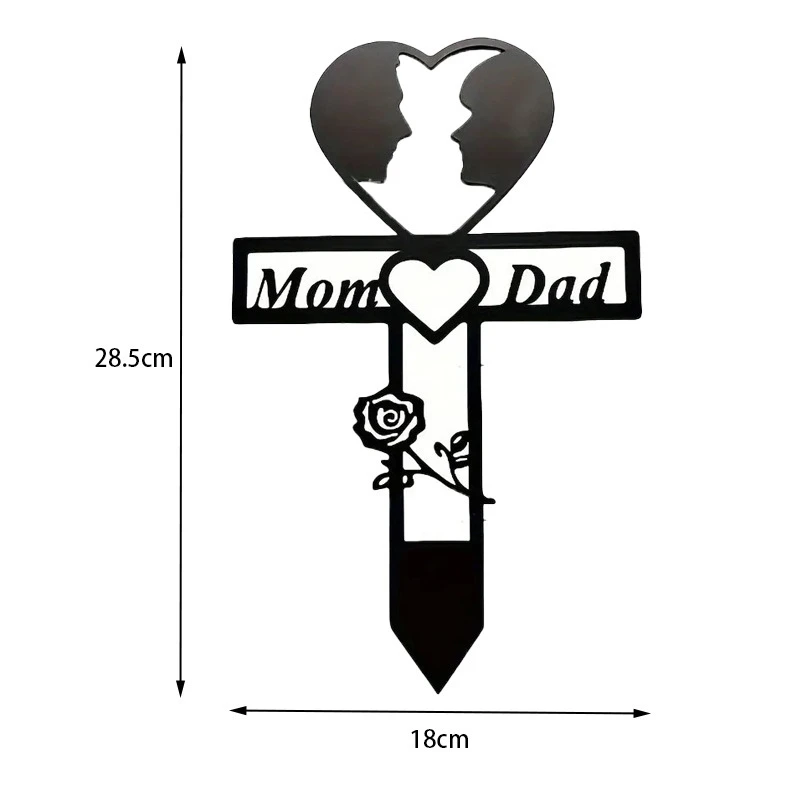 Wholesale Metal Heart Shaped Insert Memorial Grave Marker Cross Memorial Plate Stake Garden Cemetery Yard Signs
