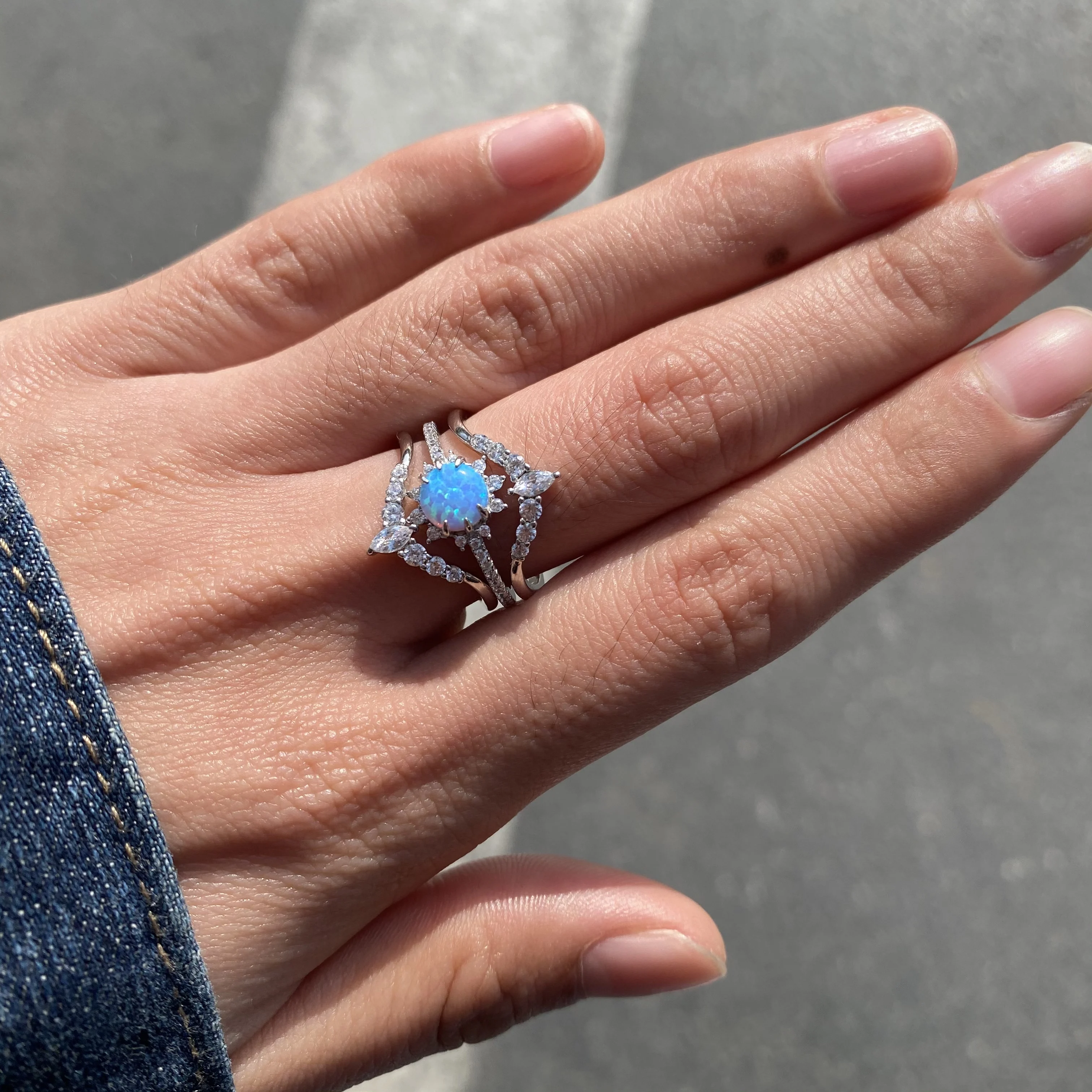 
Stackable Rings,Thin Fashion Diamond Zodiac White gold 925 Sterling silver bridal Pave setting Wdding Ring set for women finge 