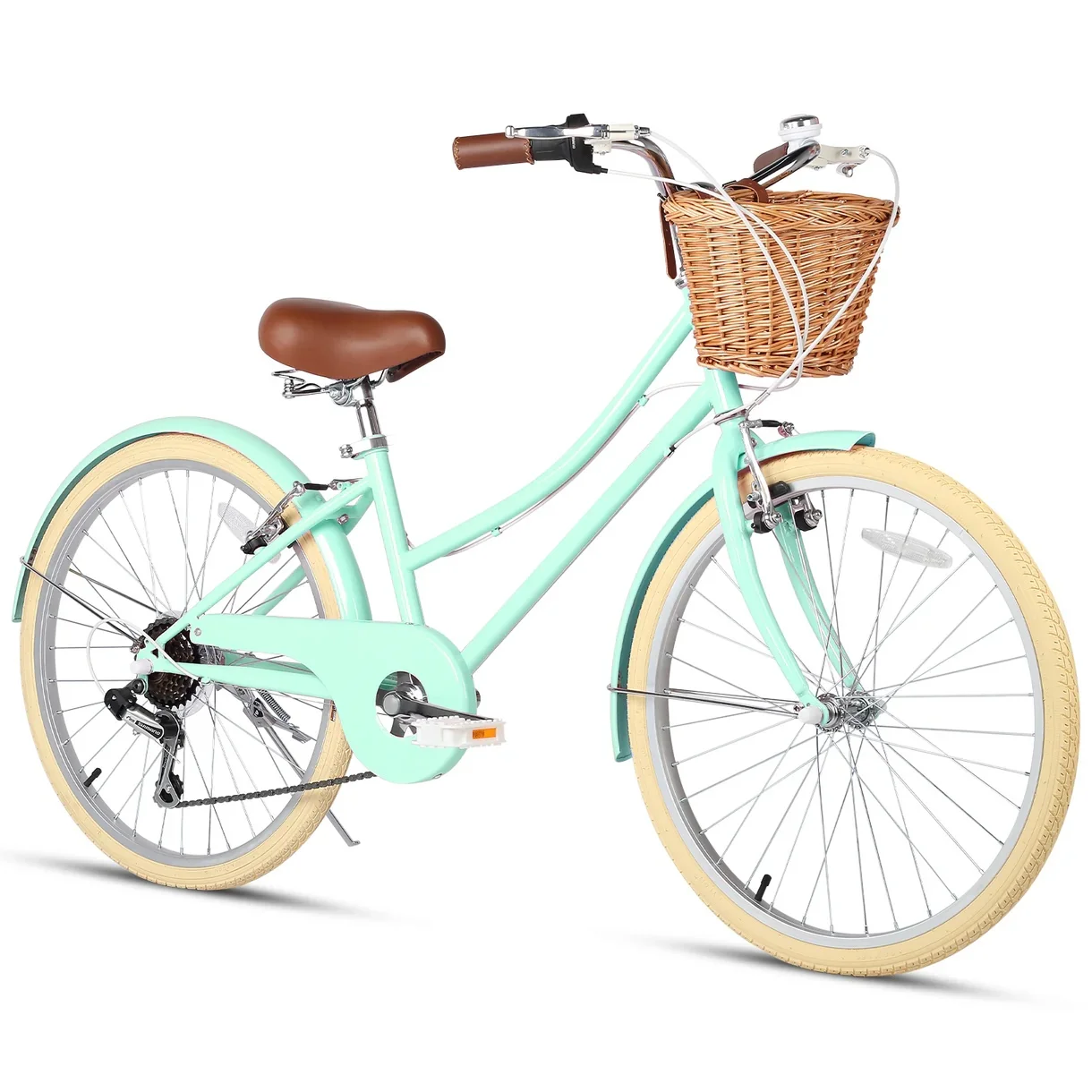 Good quality 24 inch women city bike with basket for girl colorful pink 6 speed women urban bicycle classic city bike for sale