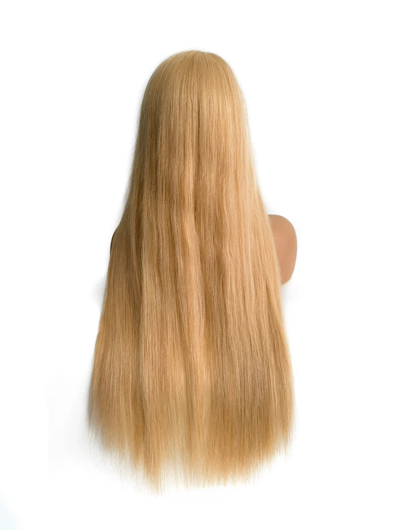 Blond Virgin Human Hair Realistic Lace Base Front Silk Top Woman Full Wigs