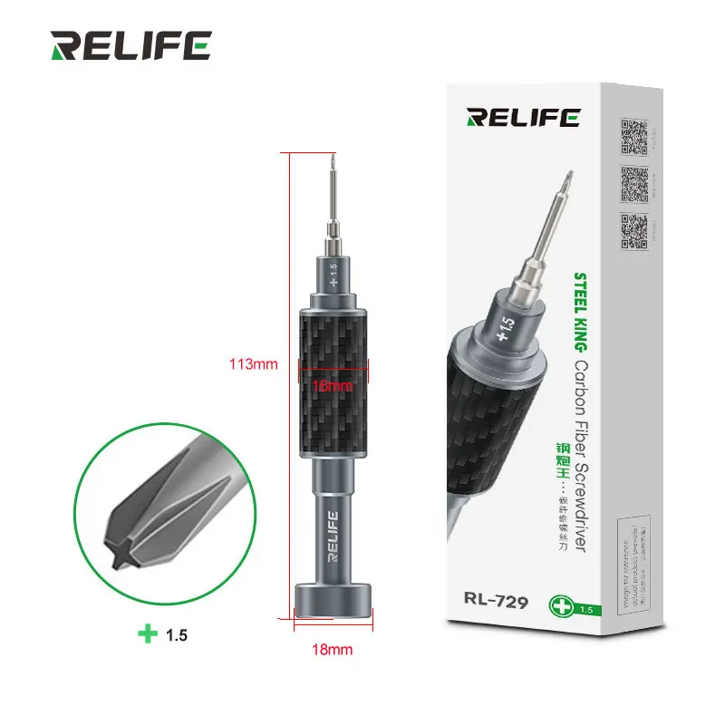 RL-729 стальная отвертка RELIFE Y0.6/0 8/+ 1 5/+ 2 5/T1 для ремонта мобильных телефонов