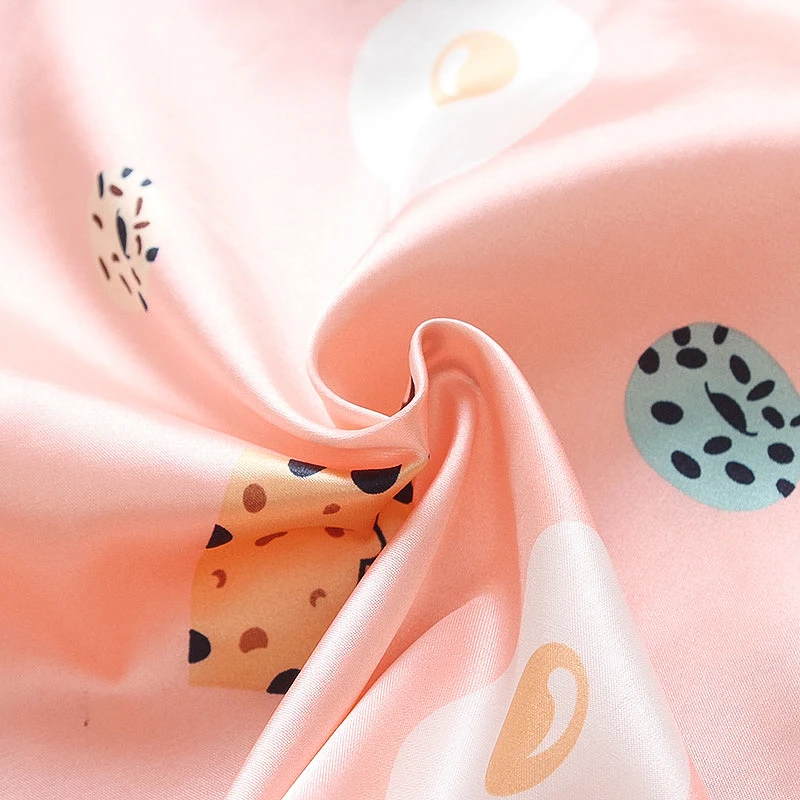 Sleepwear korean style print short sleeve summer satin 2 piece kid pajamas shorts sets