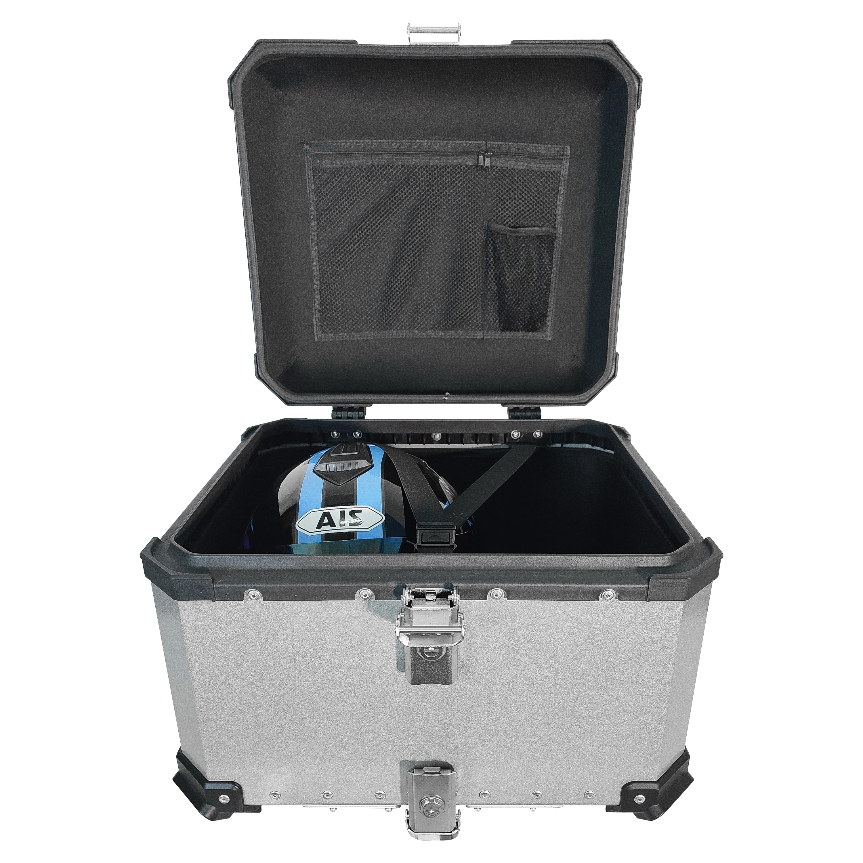 Ohho 55L серебристый алюминиевый мотоциклетный ящик для доставки, жесткие мотоциклетные сумки, мотоциклетный задний ящик