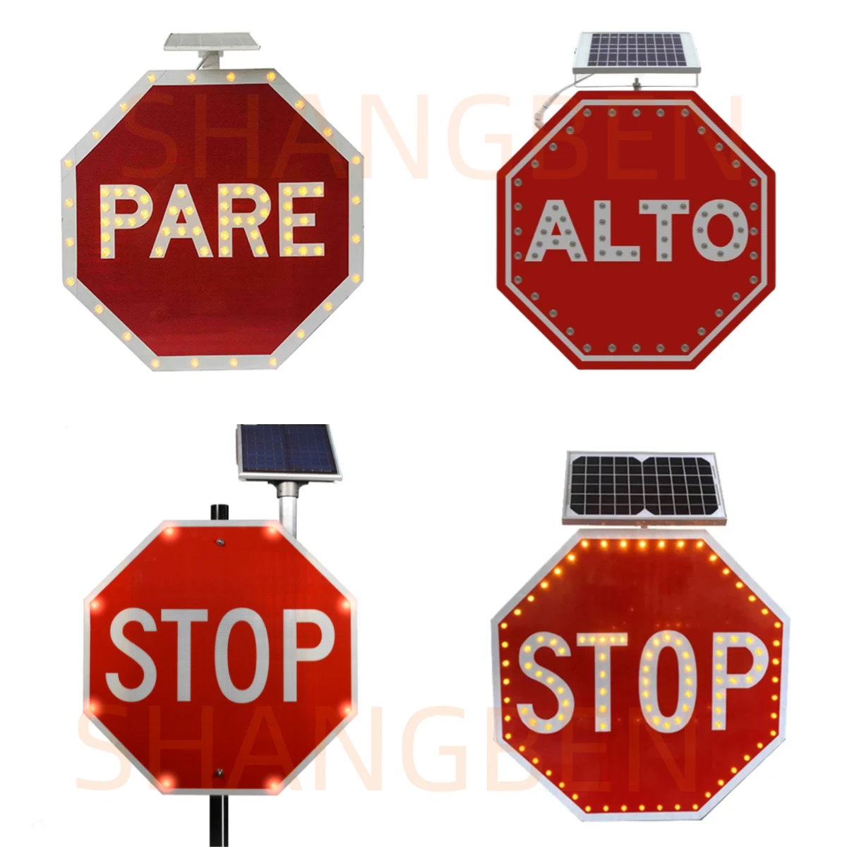 Triangle shape led flashing traffic warning solar panel powered road signs