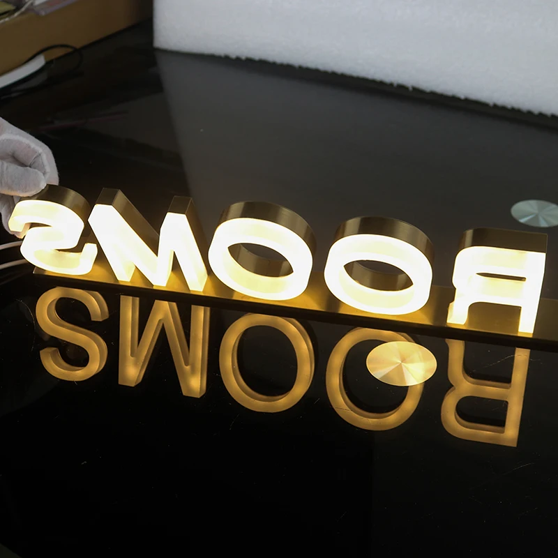 Stainless Steel Light Store Front Logo Business Retail Signboard Sign Illuminated  Channel Letters Making Advertising Sign Led