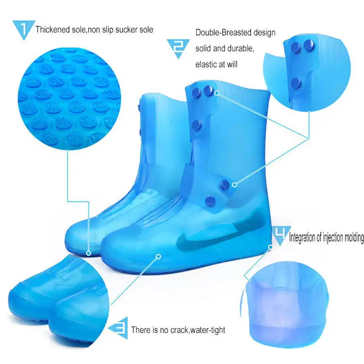 Wholesale Covers Outdoor Anti-slip Reusable Shoe Protector Covering Thickened Waterproof Silicone Shoes Woman Rain Boots Cover