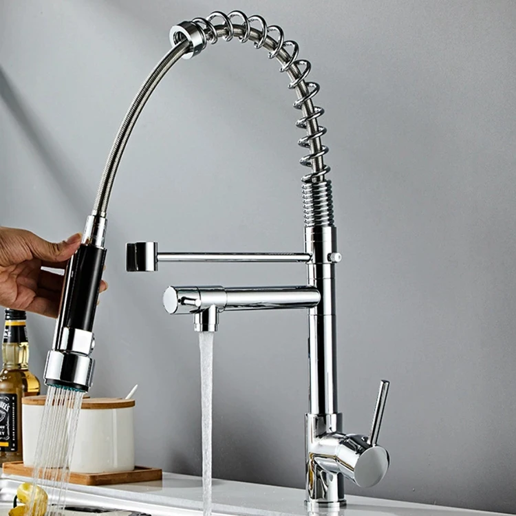 Hot Sell Deck Mounted Flexible Kitchen Faucets Pull Out Mixer Tap Hot Cold Kitchen Faucet with Spray Mixers Taps