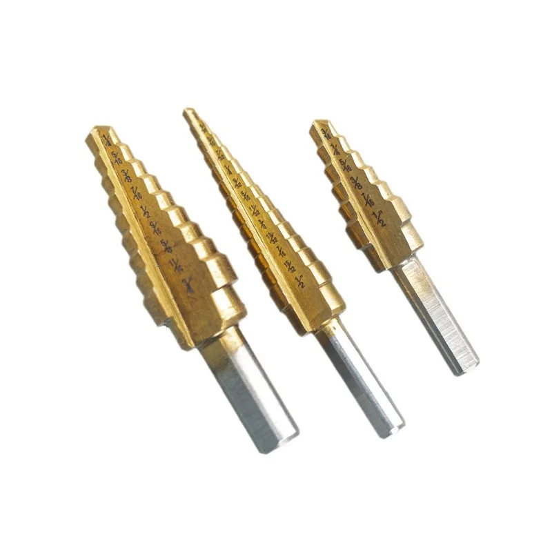 Shank open hole HSS Titanium Coated Multiple Hole Drilling Cone Drill Bit Spiral Grooved Step Drill Bit Metal Sheet Wood Plastic