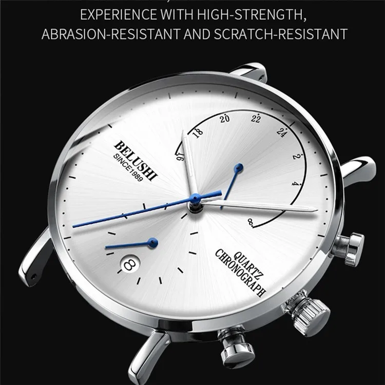 belushi Waterproof Watches Leather Strap Slim Quartz Casual Business Mens Wrist Watch Top Brand Belushi Male Clock 2018 Fashion