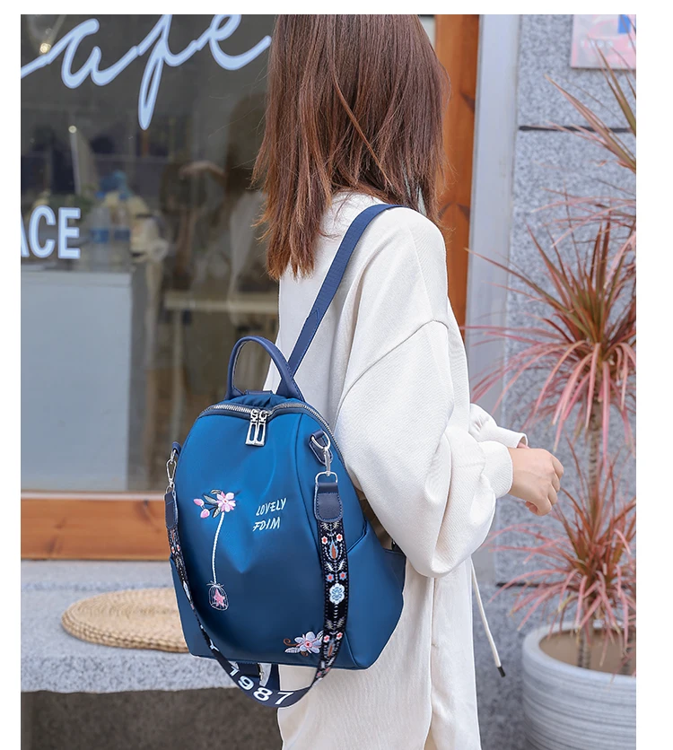 Women new style fashion minimalist travel fabric for oxford female hydration embroidered pattern sheet backpack women bag