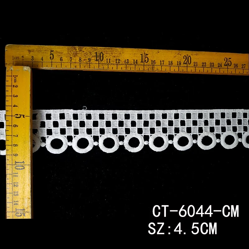 Красивая вышивка лента хлопковая тесьма Водорастворимая французская граница гипюр кружевная отделка белый цвет для
