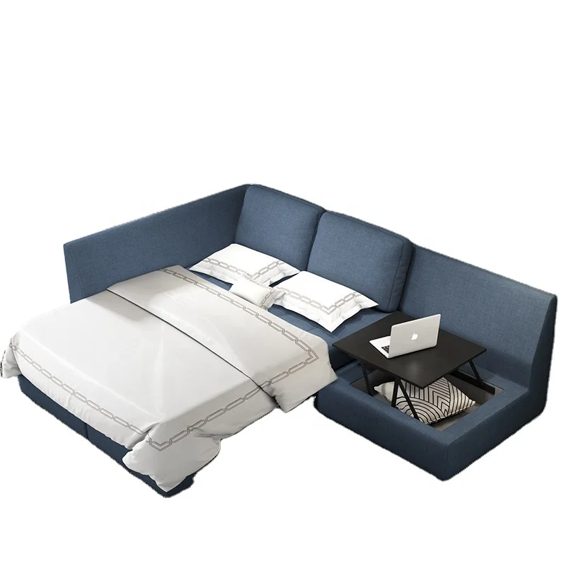 New Design Nordic Style Modern Queen Size Folding Fabric Living Room Sofa Bed Furniture With Storage
