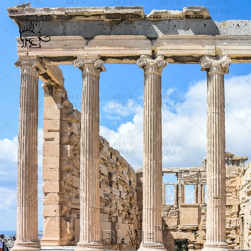 BLVE Western Style House Building Decorative Modern Design Natural Stone Circular Pillars Marble Roman Columns