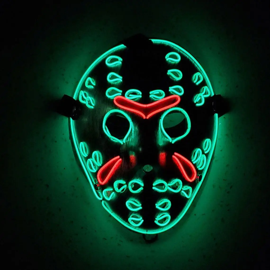 Friday 13 Mask Jason Voorhees EL Wire Neon Led PVC Stainless Steel Halloween Cosplay Mask for Costume Party Masks