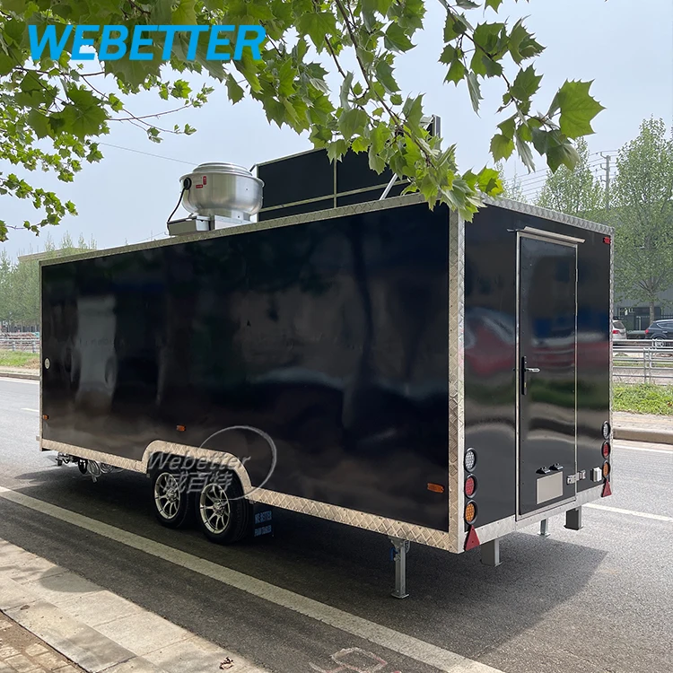 WEBETTER Concession Coffee Kiosk Food Trailer Pizza Burger BBQ Trailer Hotdog Ice Cream Cart Mobile Food Truck with Full Kitchen