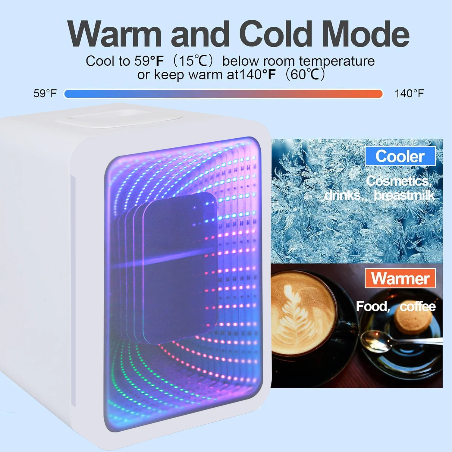 Wholesale 4 Liter Thermoelectric Mirror Led Glass Door Mini Drink Beauty Fridge With Infinity Led Light Door