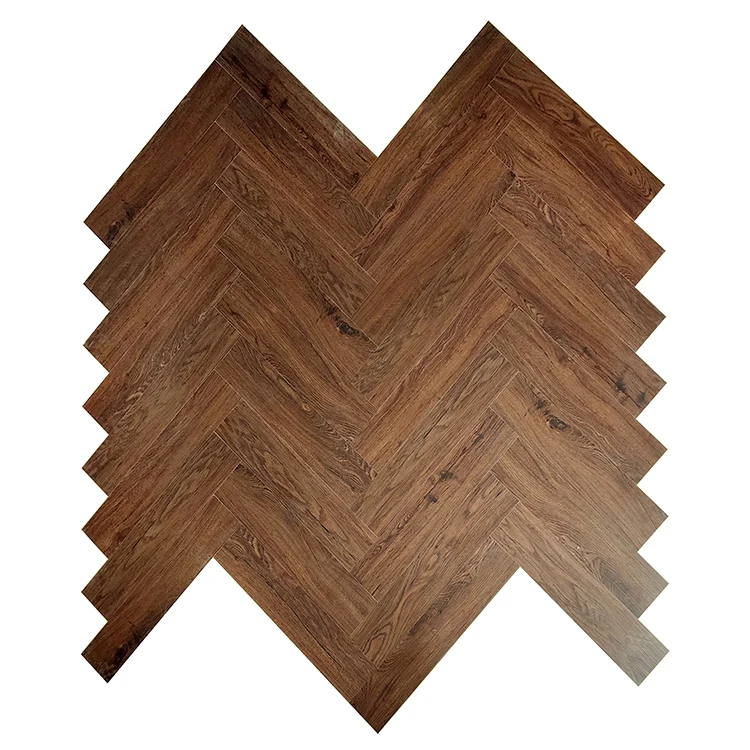 SPC Wood Vinyl Flooring Herringbone Parquet Tiles with 4mm Thickness 1.5mm IXPE Pad