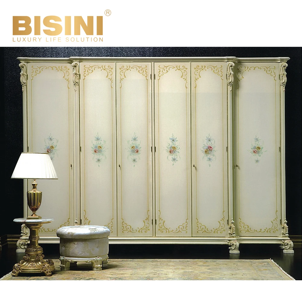 Exquisitely carved decorative patterns solid wood wardrobe with 2;4;6 door hand-carved flowers Bedroom furniture wardrobe