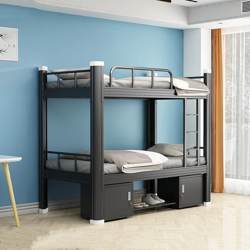 Knock-Down Double Decker Metal Bed Design For Adult Bedroom Dormitory Children Bunk Beds With Stairs