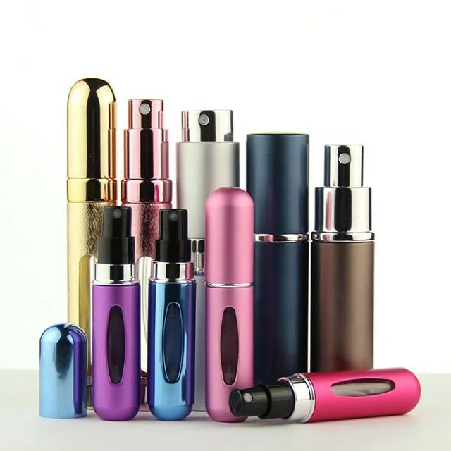 Mini refillable travel pocket Aluminum glass 5ml 8ml 10ml 12ml Atomizer Spray perfume empty bottle