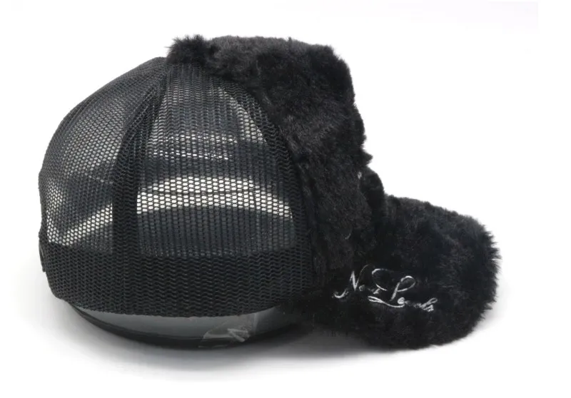 wholesale Furry Rabbit Hair Fur mesh trucker hats with custom logo