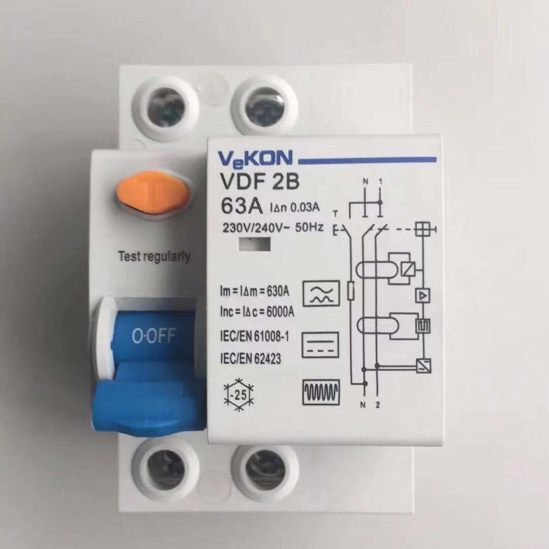 2P 30mA circuit breaker type b DC 500v  dc rccb 63a 300am rcd b high quality CE CB SEMIKO approval