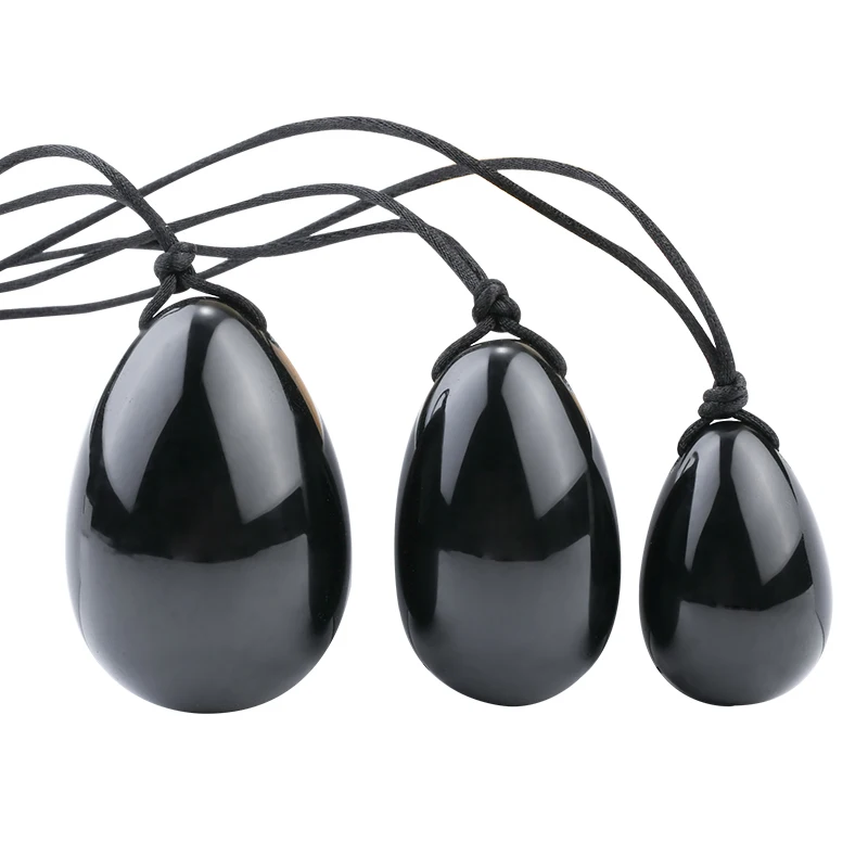 
Jade Massage Egg Set Natural Black Obsidian Yoni Egg Kegel Exercise for Women 