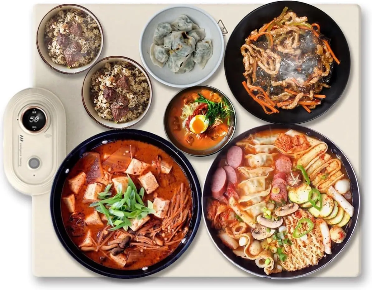 Flexible Food Warmer Hot Plate Placemat Electric Server Warming Tray 13 Temperature Level Portable Warming Tray