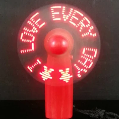 2023 New Arrived Portable Handheld Self Programmable Message Fan With AAA battery Replaceable