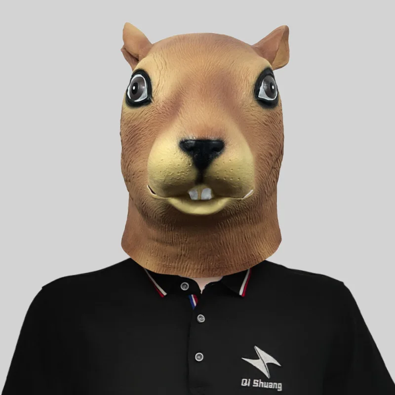 Cute squirrel animal mask Costume funny latex head dress Halloween party props