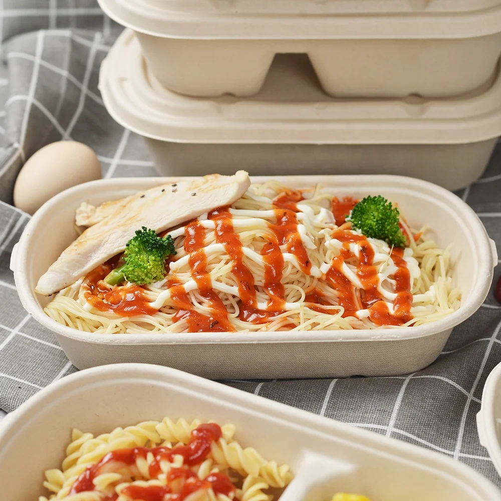 Compostable Tableware Disposable Envase Biodegradable Dinnerware Sugarcane Sugar Cane Bagasse Clamshell Food Container