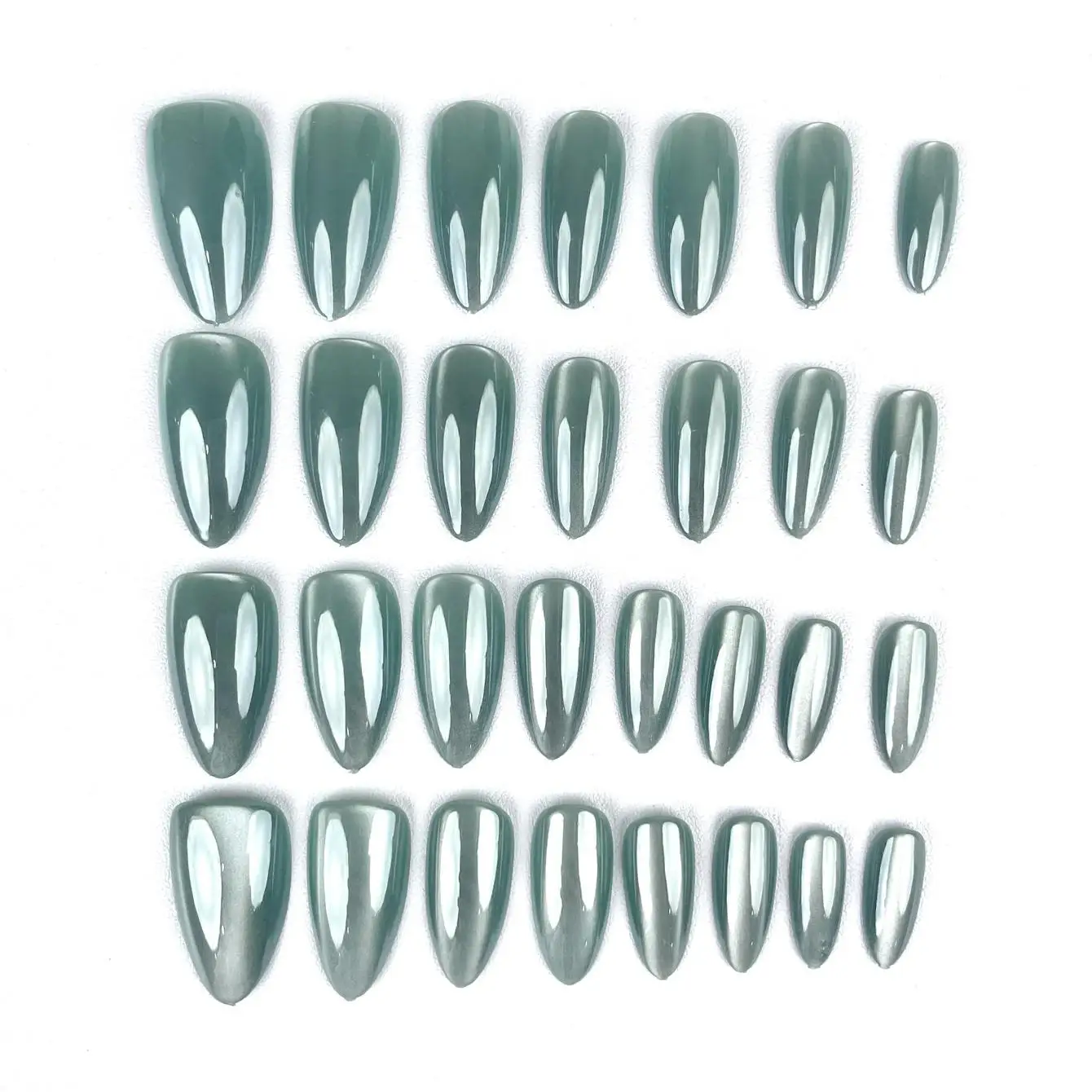 Ongleries Press On Nails Cat Eye Custom Logo Packaging Box Long Almond Artificial Nail Reusable Acrylic False Fingernail Tips