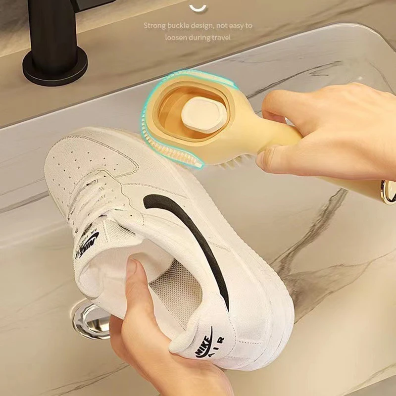 New Light Luxury Board Cleaning Liquid Added Shoe Brush Manual Plastic Soft Hair Shoe Brush Home Press Type Laundry Brush